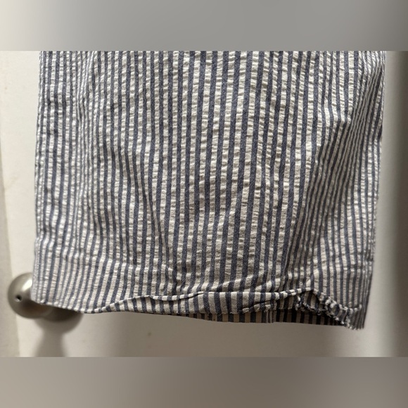 Authentic Chloé Wide Leg Seersucker Pants Blue White Striped Size T 40 - Picture 7 of 11